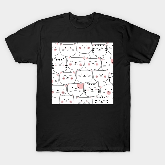 Adorable cate faces | Cute Quirky Kitty Cat Drawing Mask T-Shirt by TheAlmighty1